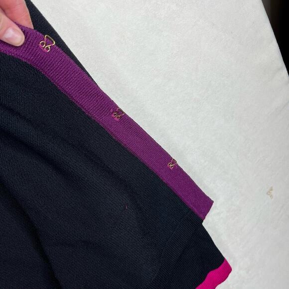 NWT St. John Black Pink Open & Snap Front Wool Blend Knit Sweater Size Small - Picture 7 of 11